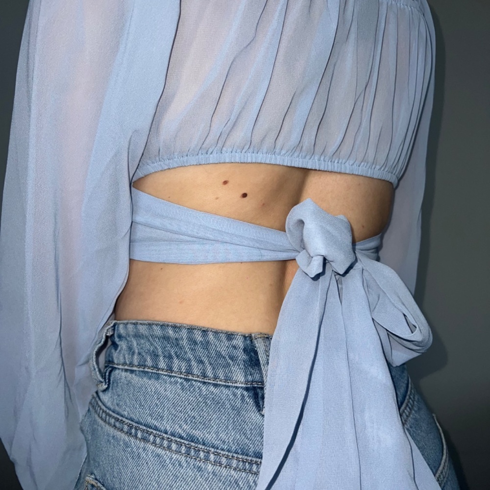 Blue Puff Sleeve Top - Picture 3 of 5